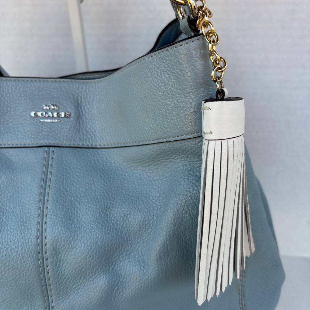 Coach‎ Lexy Shoulder Bag Light Blue Pebbled Leather Hobo F28997 - Picture 16 of 16